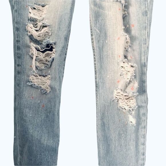 Hollister Light Wash Paint Splattered Distressed Jeans Size 1R - Picture 5 of 12